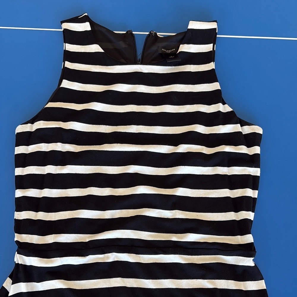 Ann Taylor Black and White Striped Top